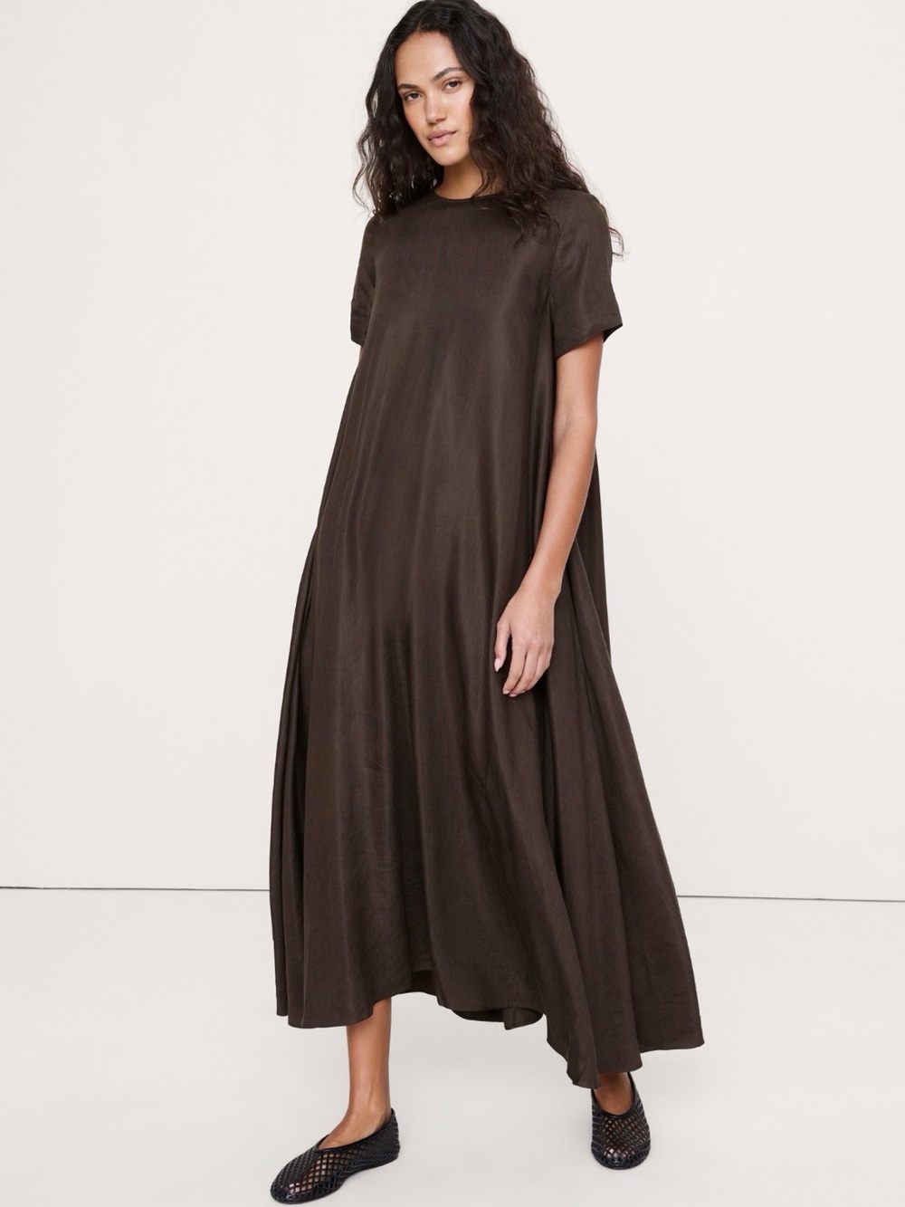 Banana Republic Viscose Linen Trapeze Maxi Dress. Brownstone. XXSMALL